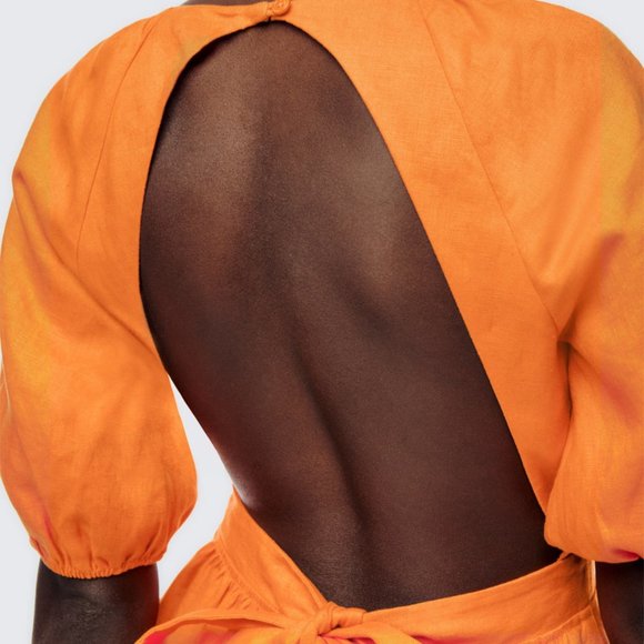 Reformation Backless "Irwin Linen Dress" in Citrus (Orange) - size 10 WORN ONCE - Picture 3 of 7